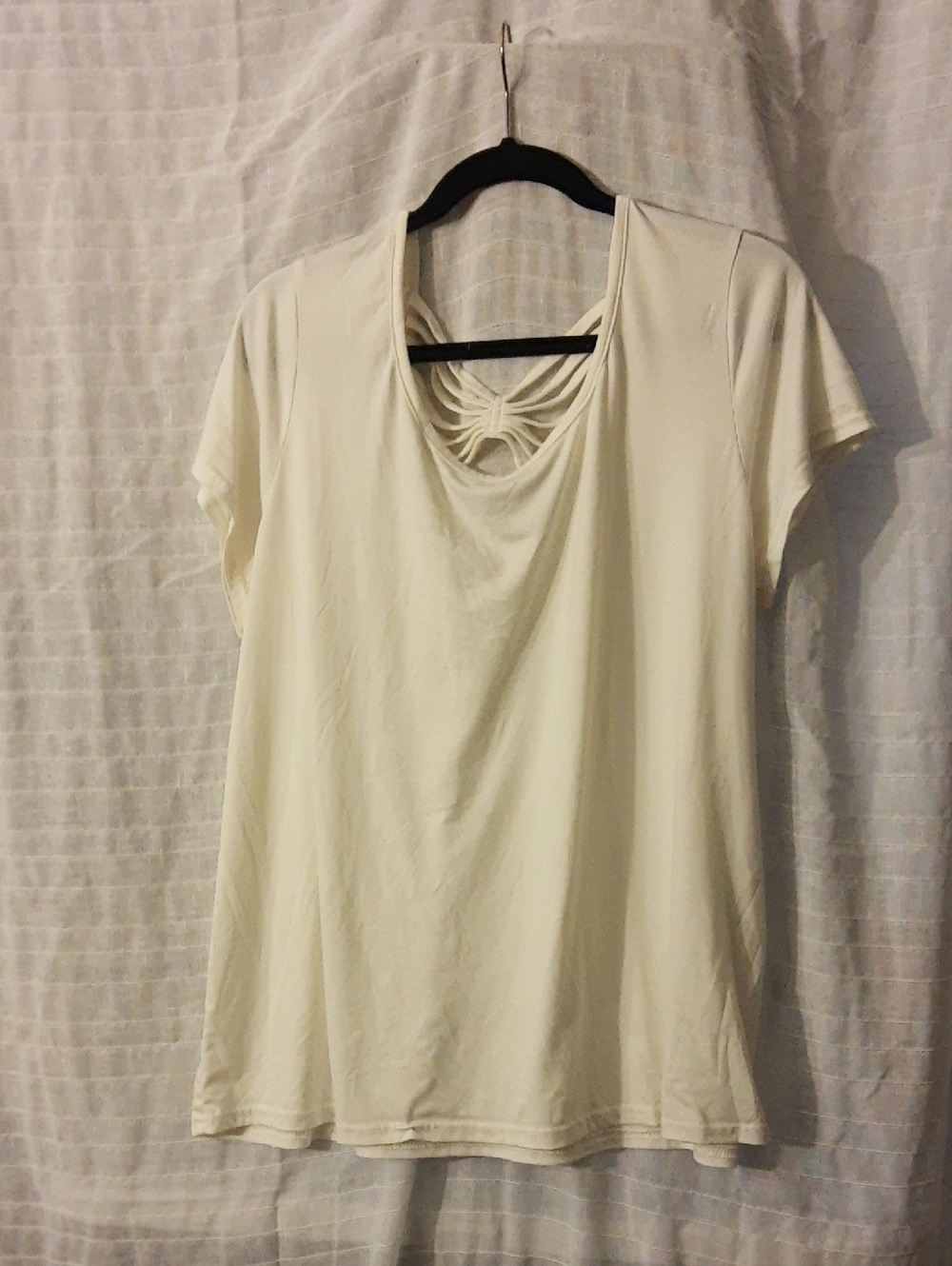 eye candy Cream Short Sleeve Tee with Braided Back Accent